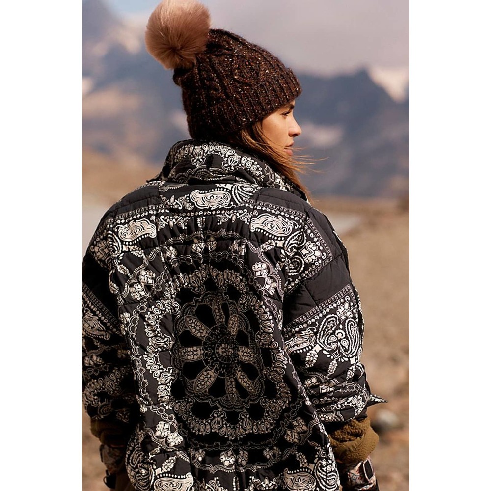 Free People Black and White Paisley Jacket